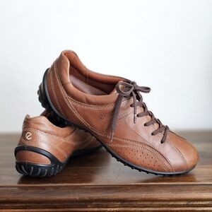 ECCO Charm Tie Sneaker Brown Leather Comfort Walking Shoes EU 39 US 8